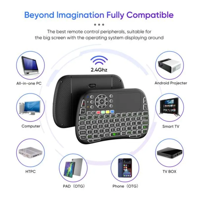 M9 Bluetooth Mini Wireless Keyboard 7 Backlit 2.4g Air Mouse Remote Touchpad - alternate view