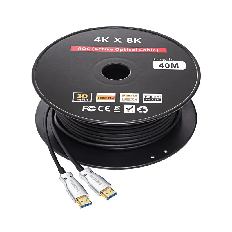40m Fiber Hdmi Cable 2.0/2.1 Aoc(active Optical Cable)30awg Copper Support 4k 8k Uhd