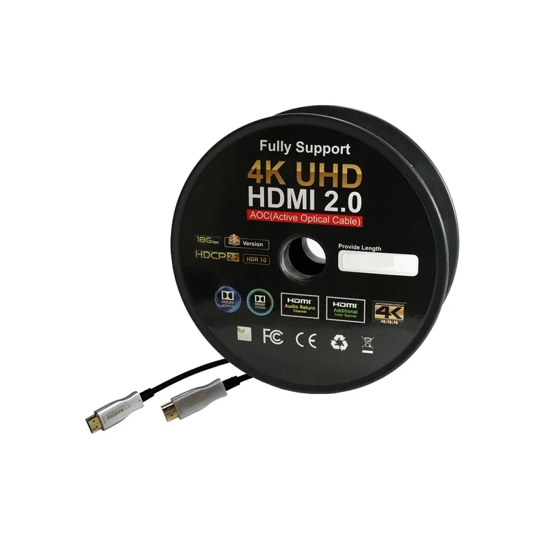 50m Fiber Hdmi Cable 2.0/2.1 Aoc(active Optical Cable)30awg Copper Support 4k 8k Uhd