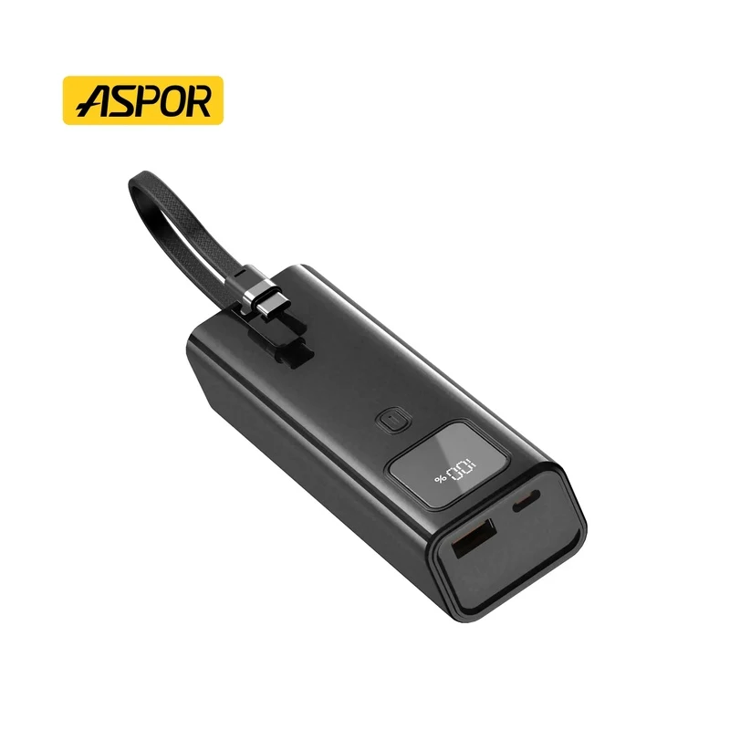 Aspor A310 10000mAh 100W Built-in cables Power Bank Support Laptop & Mobile