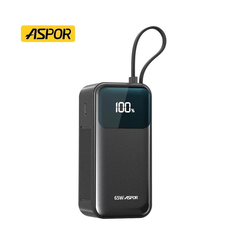Aspor A362 20000mAh 65W Built-in cables Power Bank Support Laptop & Mobile