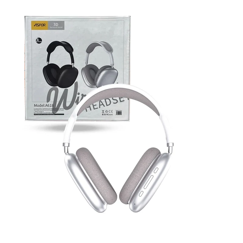 ASPOR A618 Wireless Bluetooth Headset with white color – Advanced 5.1 Technology