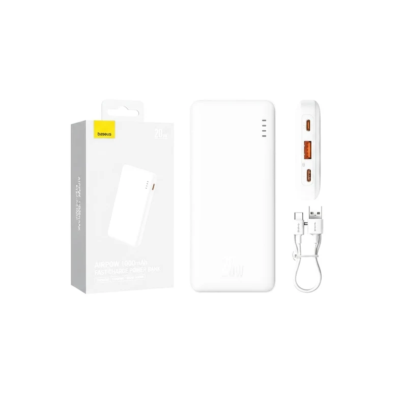 Baseus Airpow 10000mAh 20W Fast Charge Power Bank White