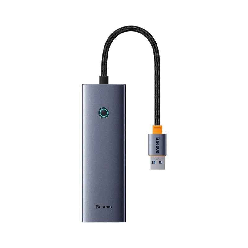 Baseus UltraJoy Series 4-Port HUB Space Grey（USB-A to USB 3.0*3+RJ45*1+USB-C 5V）B0005280B811-12