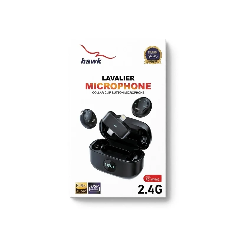 HAWK PD-WM62 Pro 2-in-1 Wireless Microphone Type-C & Lightning ENC Noise Cancellation Grey