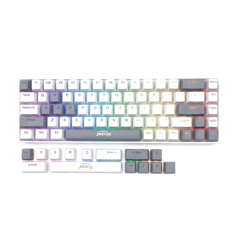 JEDEL KL141 68-Key RGB Mechanical Gaming Keyboard ( Can make full white keyboard and grey extra keys in the box)