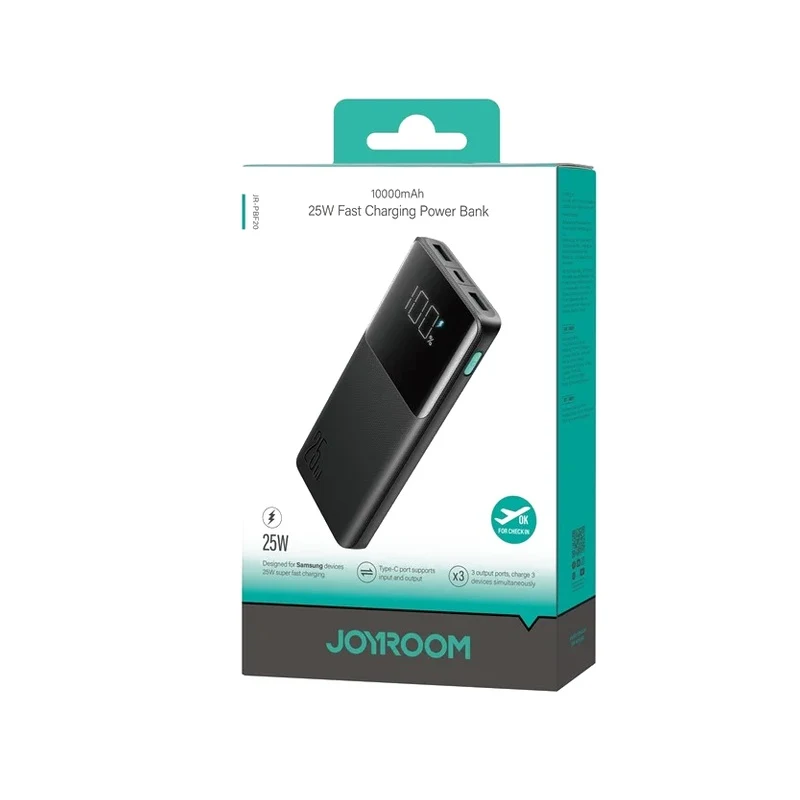 JOYROOM JR-PBF20 25W Digital Display Fast Charging Power Bank 10000mAh Black