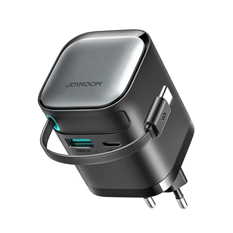 JOYROOM JR-TCL02 GaN 65W Charger with Retractable Cable-Black - alternate view