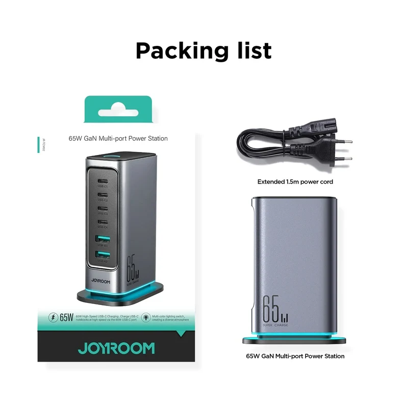 JOYROOM JR-TCM02 65W Multi-port Charger-Dark Gray（EU）