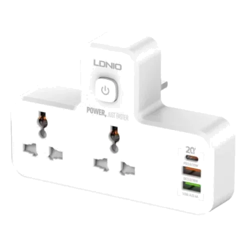 LDNIO SC2311 20W Pd Fast Charging 2500W Power Extension Touch Night Lamp 2 Sockets 1 Usb-c + 2 Usb-a