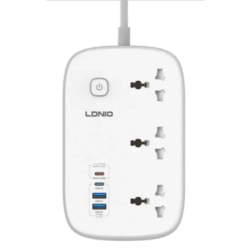 LDNIO SC6 45W Gan Fast Charging 3250W Power Extension 3 Sockets 2 Usb-a + 2 Usb-c 2M