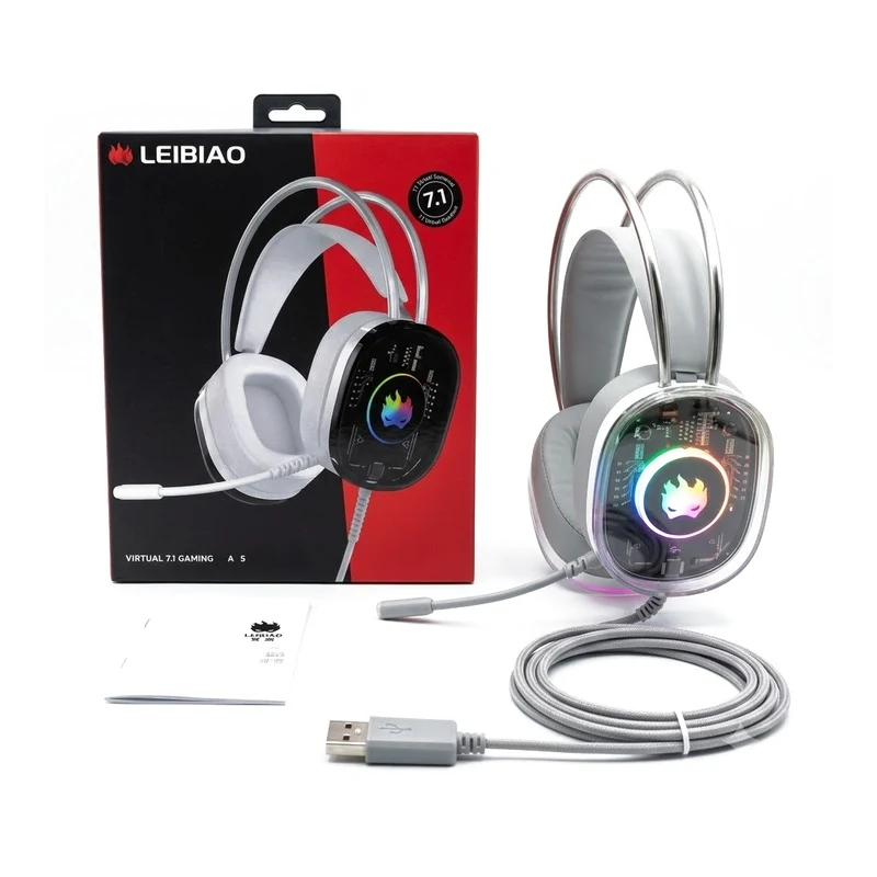 LEIBIAO A5 Crystal RGB Gaming Headphones - alternate view
