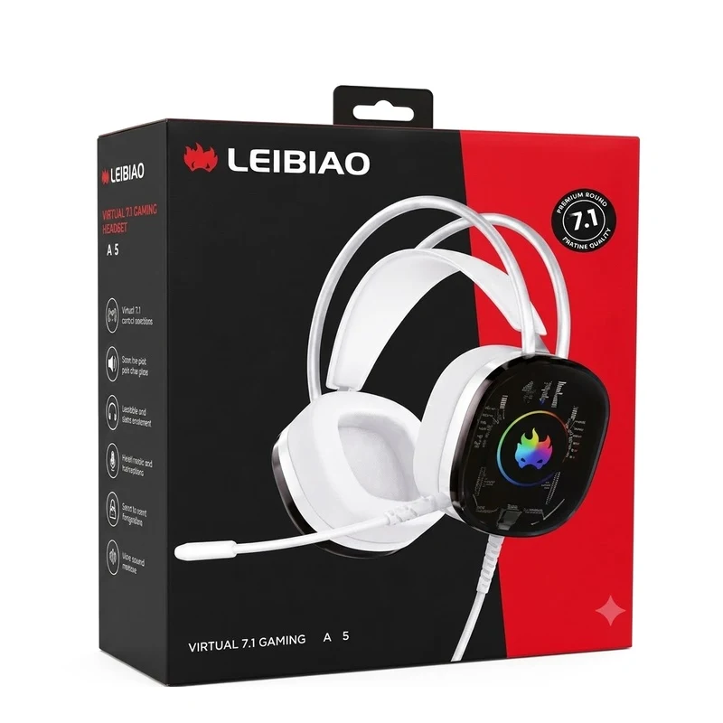LEIBIAO A5 Crystal RGB Gaming Headphones