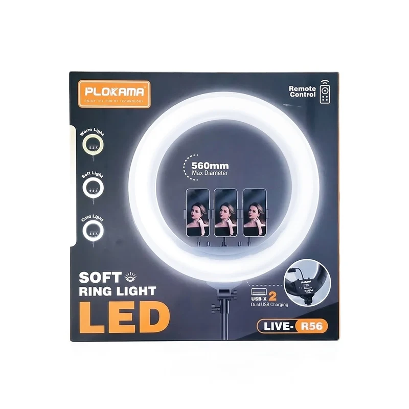 Plokama LIVE-R56 22-Inch 56cm 3-Color LED Ring Light