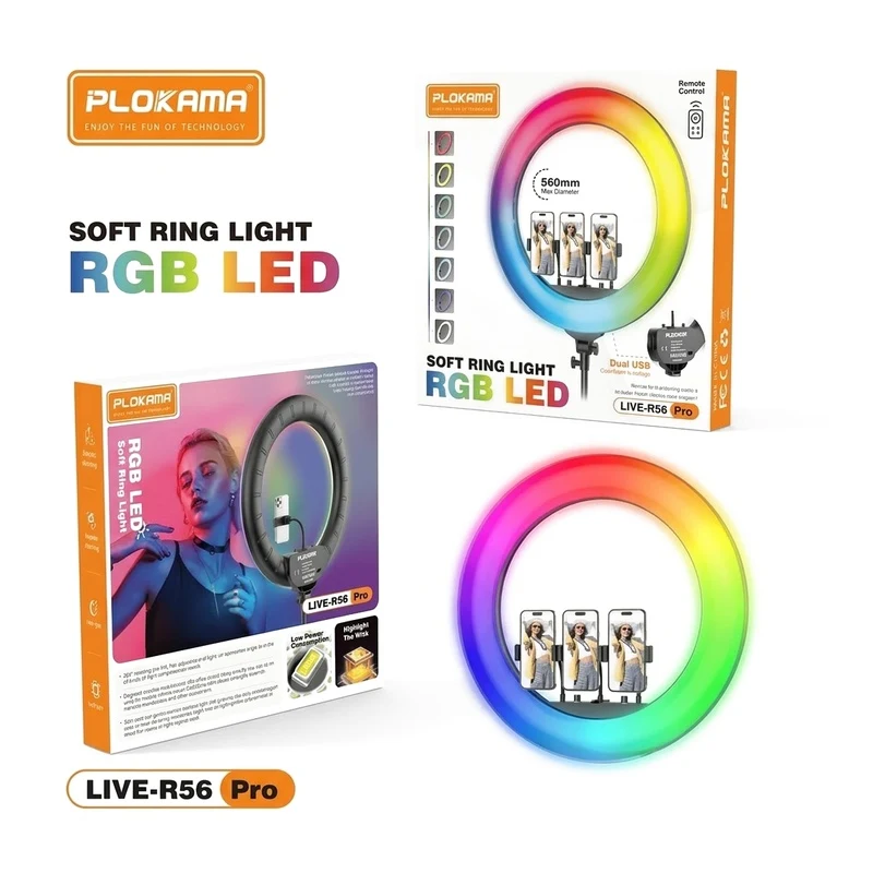 Plokama LIVE-R56 Pro 22-Inch 56cm RGB LED Ring Light