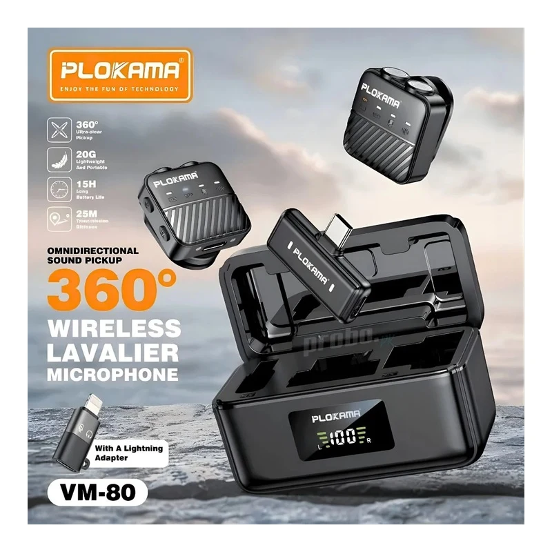 Plokama VM-80 Wireless Dual Microphone with Noise Reduction – iOS & Android