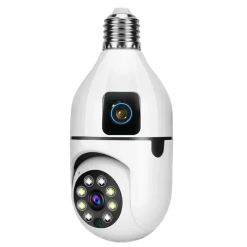 Speed-X Sp-e28-2 Dual Lens Bulb Camera 1080P Wi-fi Panoramic Night Vision Motion Detection with V380 Pro App