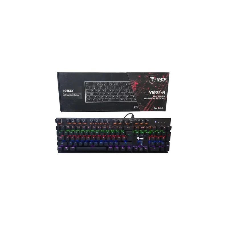 VSP VM01-R Gaming Mechanical 104 Keys Keyboard (FREE 6 RED Switches)