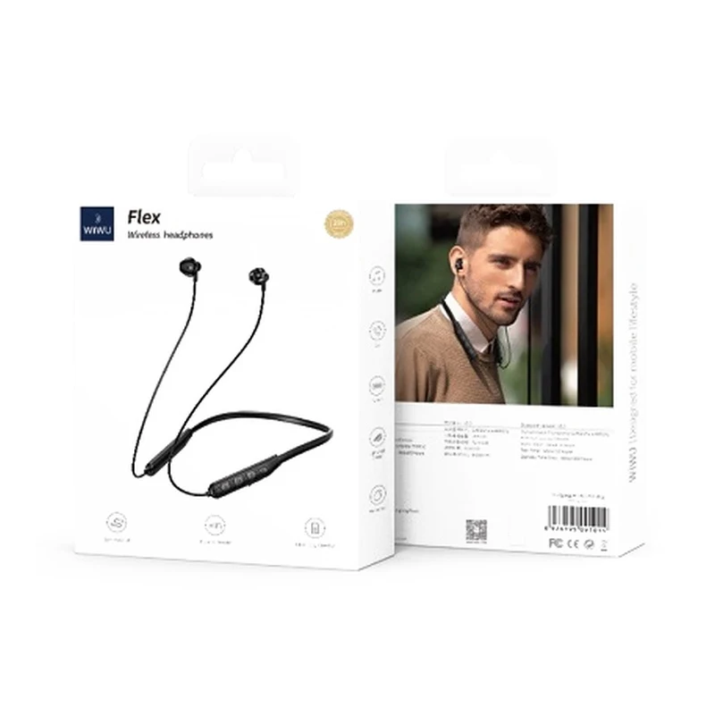 Wiwu Flex GB01 Neckband Wireless Earphones – Black