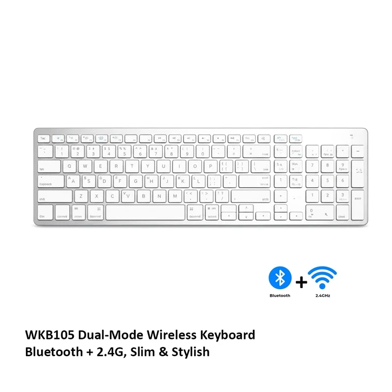 WKB105 Dual-Mode Wireless Keyboard – Bluetooth + 2.4G, Slim & Stylish
