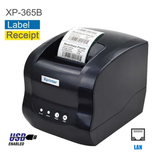 X Printer XP-365B 3 Inch Thermal Receipt and Label Printer with USB + LAN