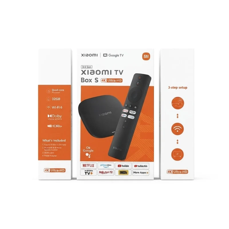 Xiaomi TV Box S (3rd Gen) Google TV 4K Ultra – Global Version Wi-Fi 6, 2.4GHz / 5GHz Bluetooth 5.2, 2GB RAM, 32GB ROM